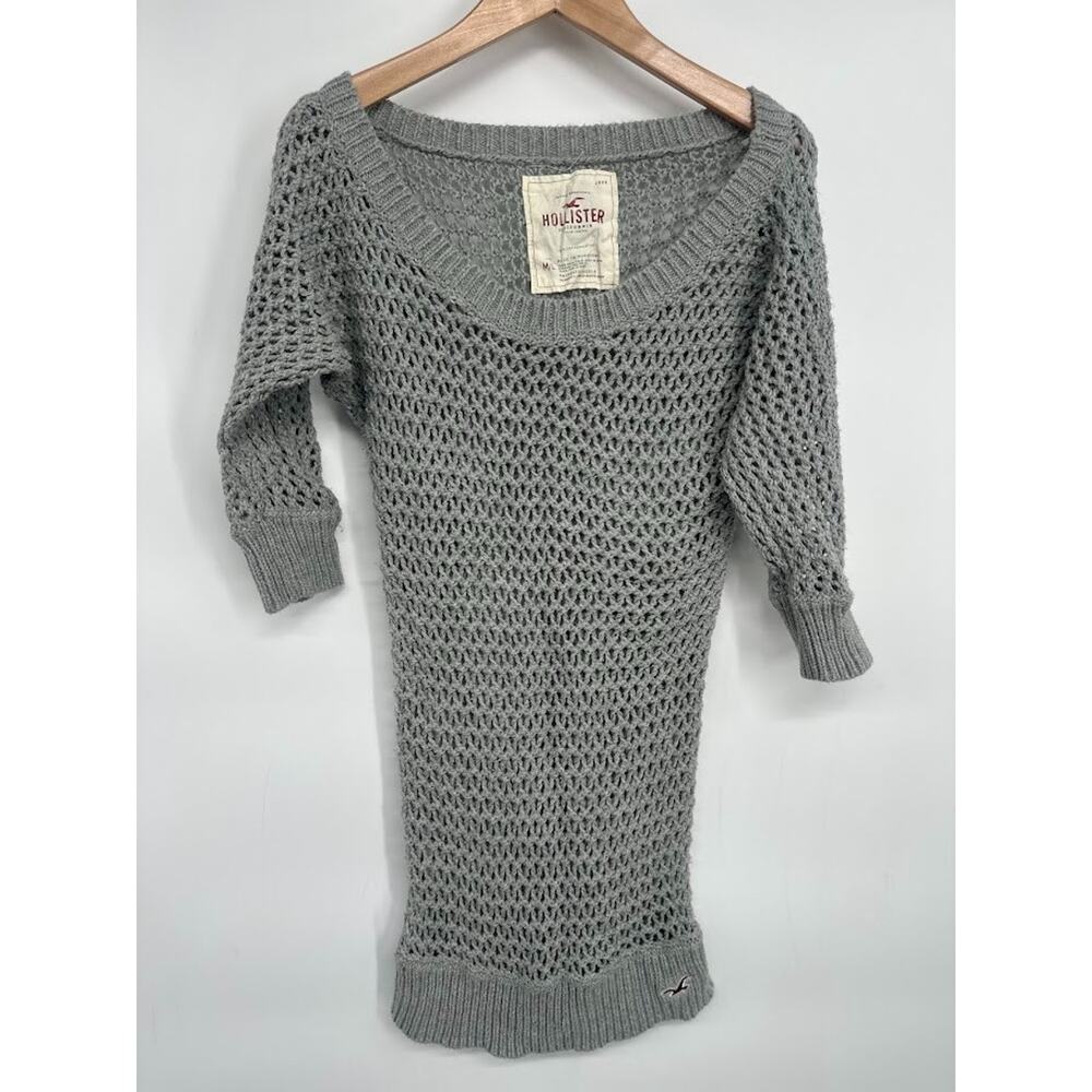 Vintage Y2K Hollister Tunic Sweater Womens M/L Open‎ Knit Mesh Crochet Cover Up